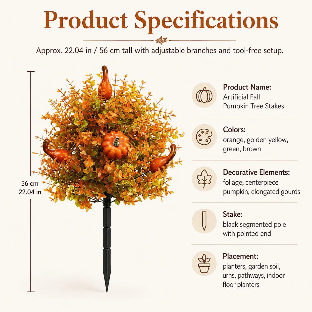 š„ Artificial Fall Pumpkin Tree Stakes