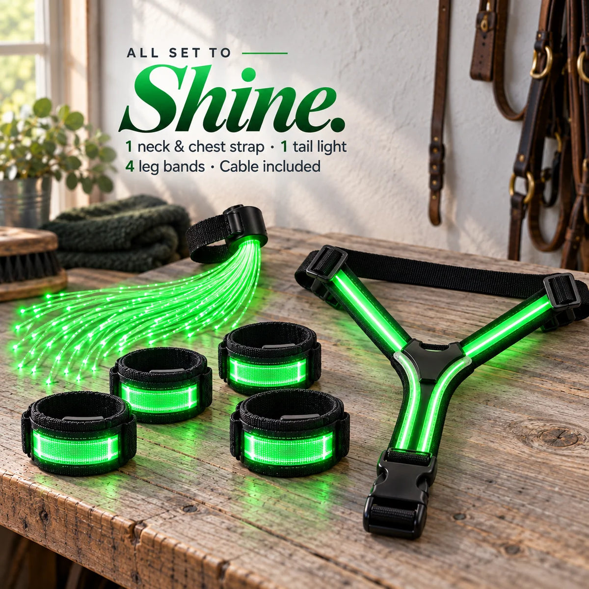 🌈🐎 Ride in Color! LED Horse Light Set – Blue, Green & Pink