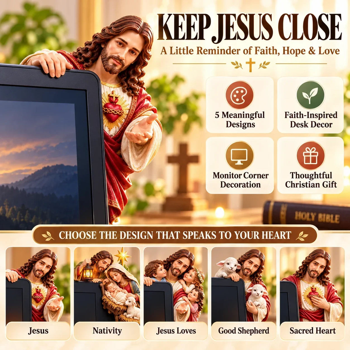 ⏰Limited Stock 50% OFF - ✝️ Keep Jesus Close — Faith, Hope & Love for Your Everyday Space ❤️🕊️