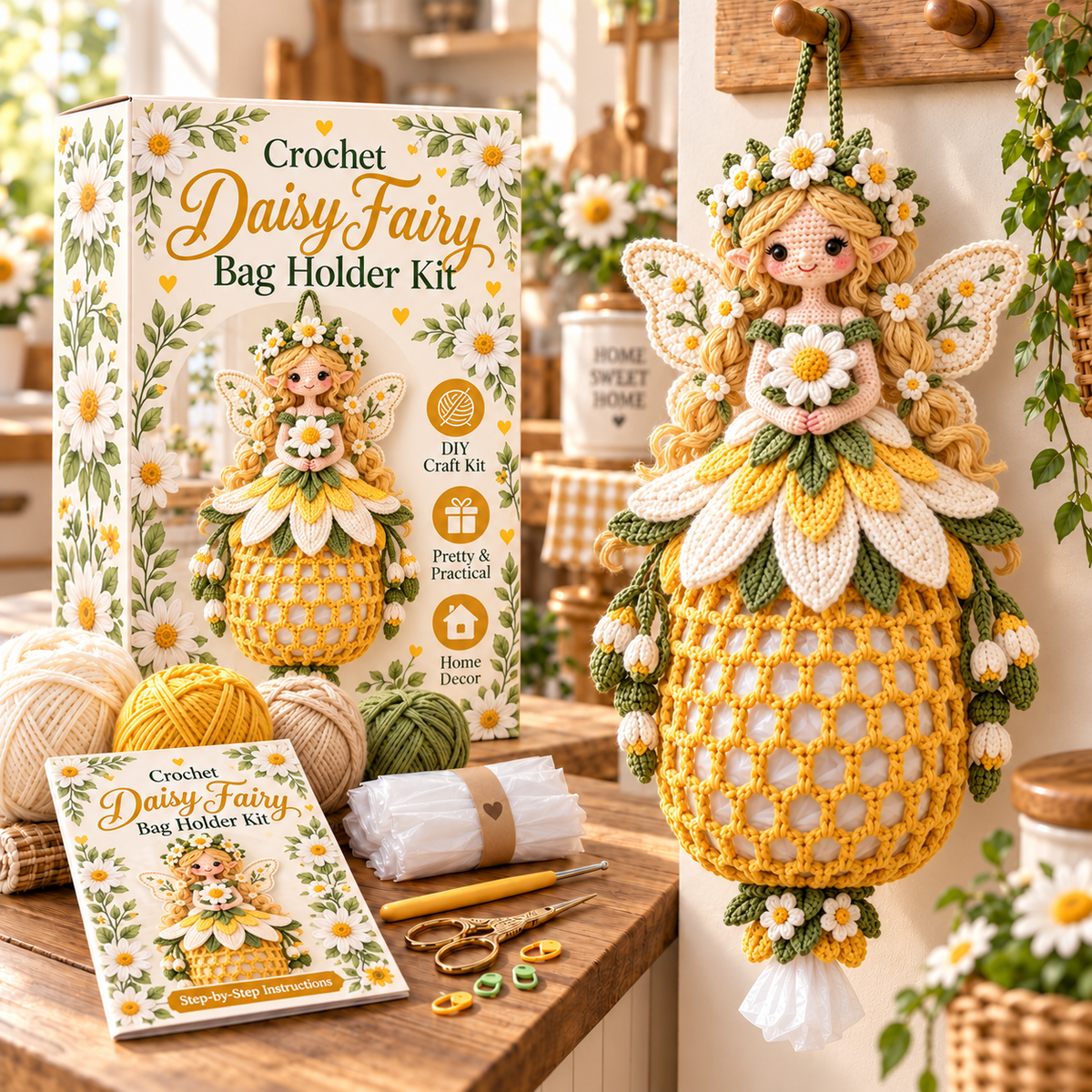 🔥 BUY 3 GET 1 FREE 🔥- 🌸 Flower Fairy Crochet Bag Holder DIY Kit | 6 Garden-Inspired Designs 🧚♀️