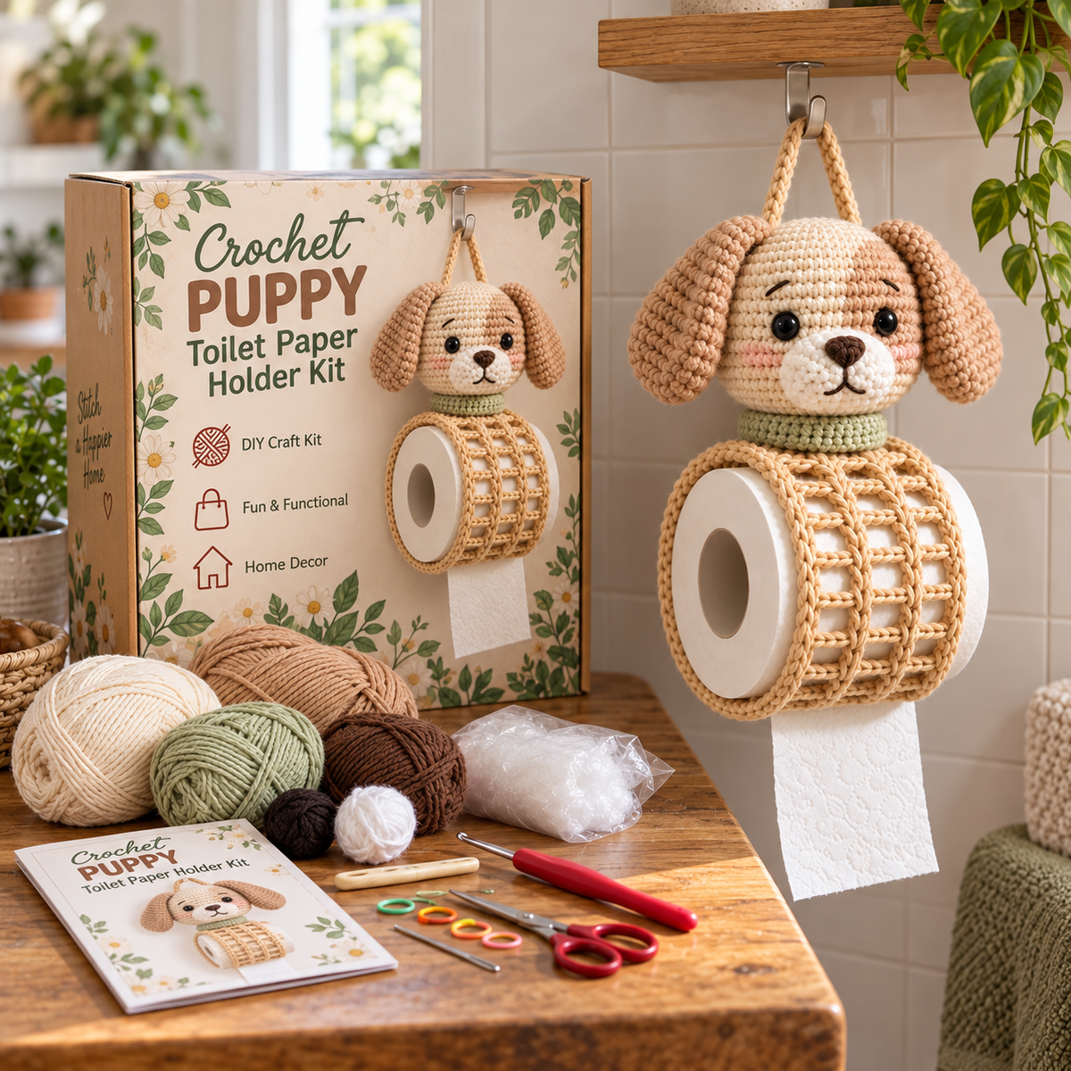 🧶 Cozy Critter Creations™ – Adorable Animal Crochet Toilet Paper Holder DIY Kits
