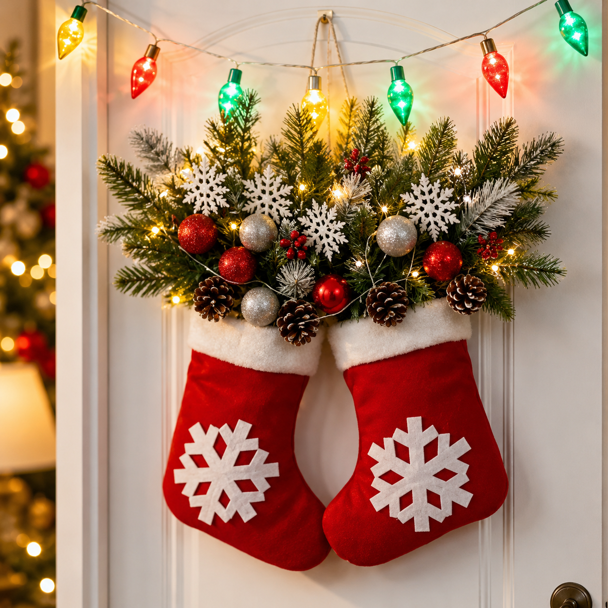 🎅 Flashing Christmas Glove Wreath · Create a warm and cosy Christmas atmosphere❄️✨