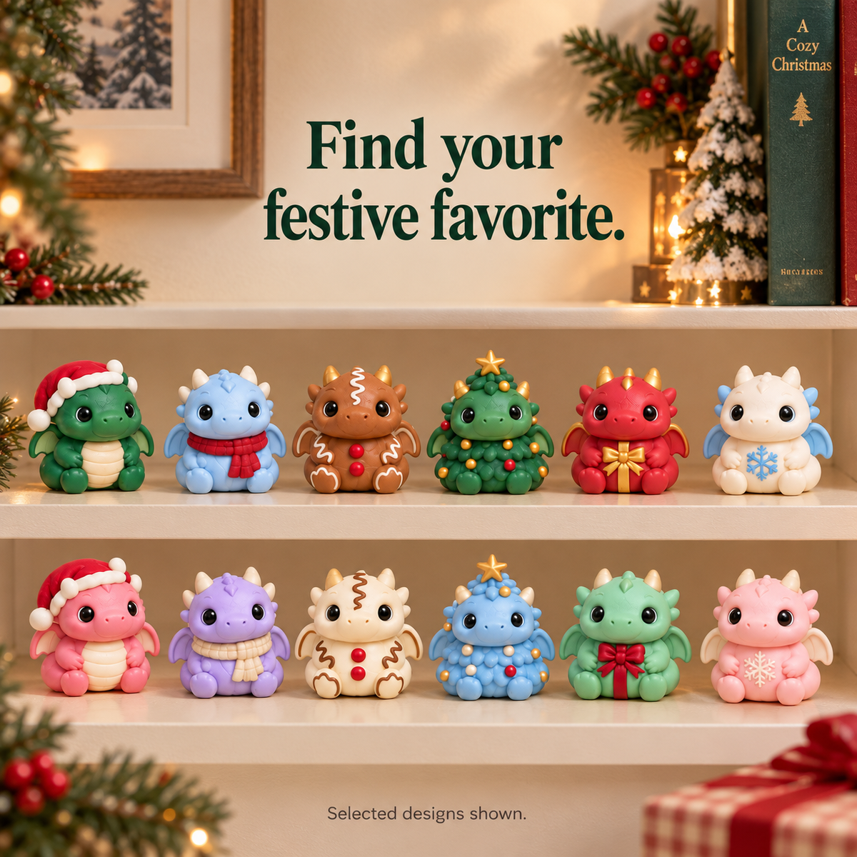 🐉🎄 Christmas Dragon Hatchery Mystery Box – 24 Cute Dragon Capsule Surprises 🎁