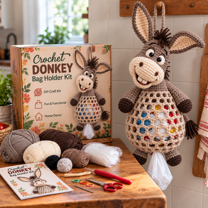 🔥 Crochet Animal Bag Holder DIY Kit – Cute & Functional Hanging Storage Craft Kit 🧶