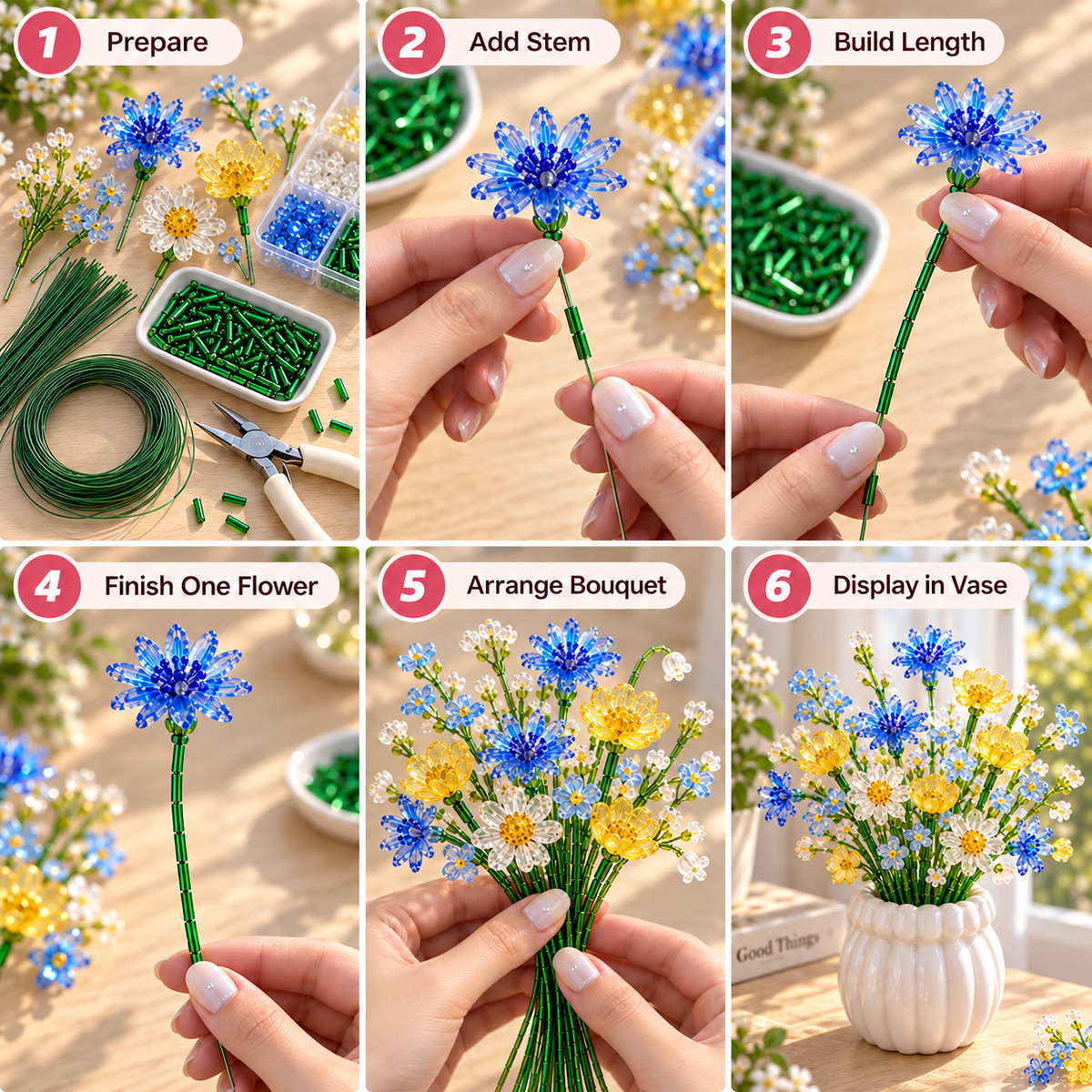 🌸 DIY Beaded Flower Bouquet Kit | Create Your Own Forever Blooming Crystal Flowers