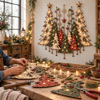 Vintage Christmas Forest Wall Art