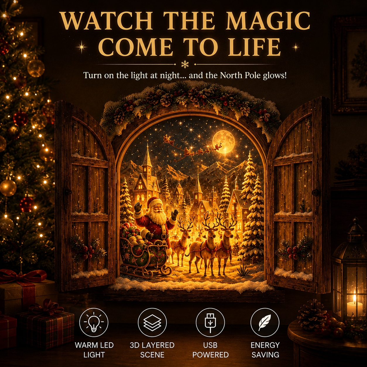 Santa’s Secret Christmas Window 🎄 Bring the Magic of the North Pole Home