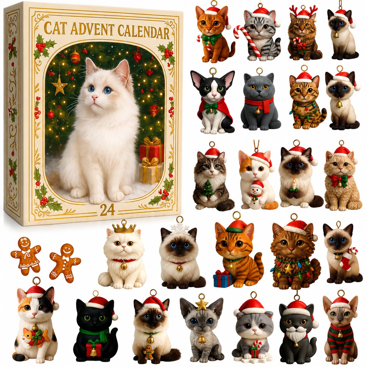 Complete collection of 24 Cat Advent Calendar designs