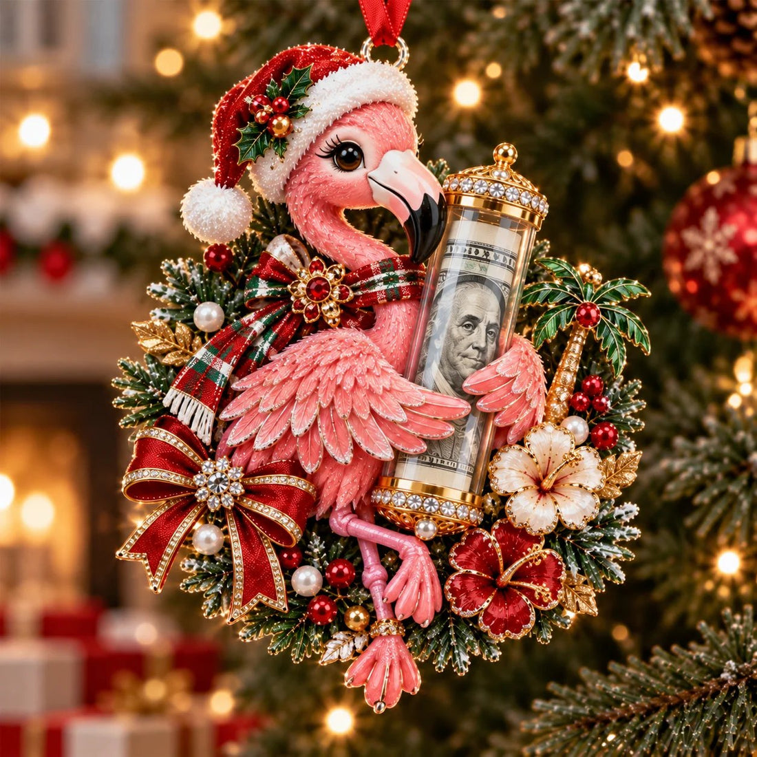 Penguin Christmas staircase decoration details
