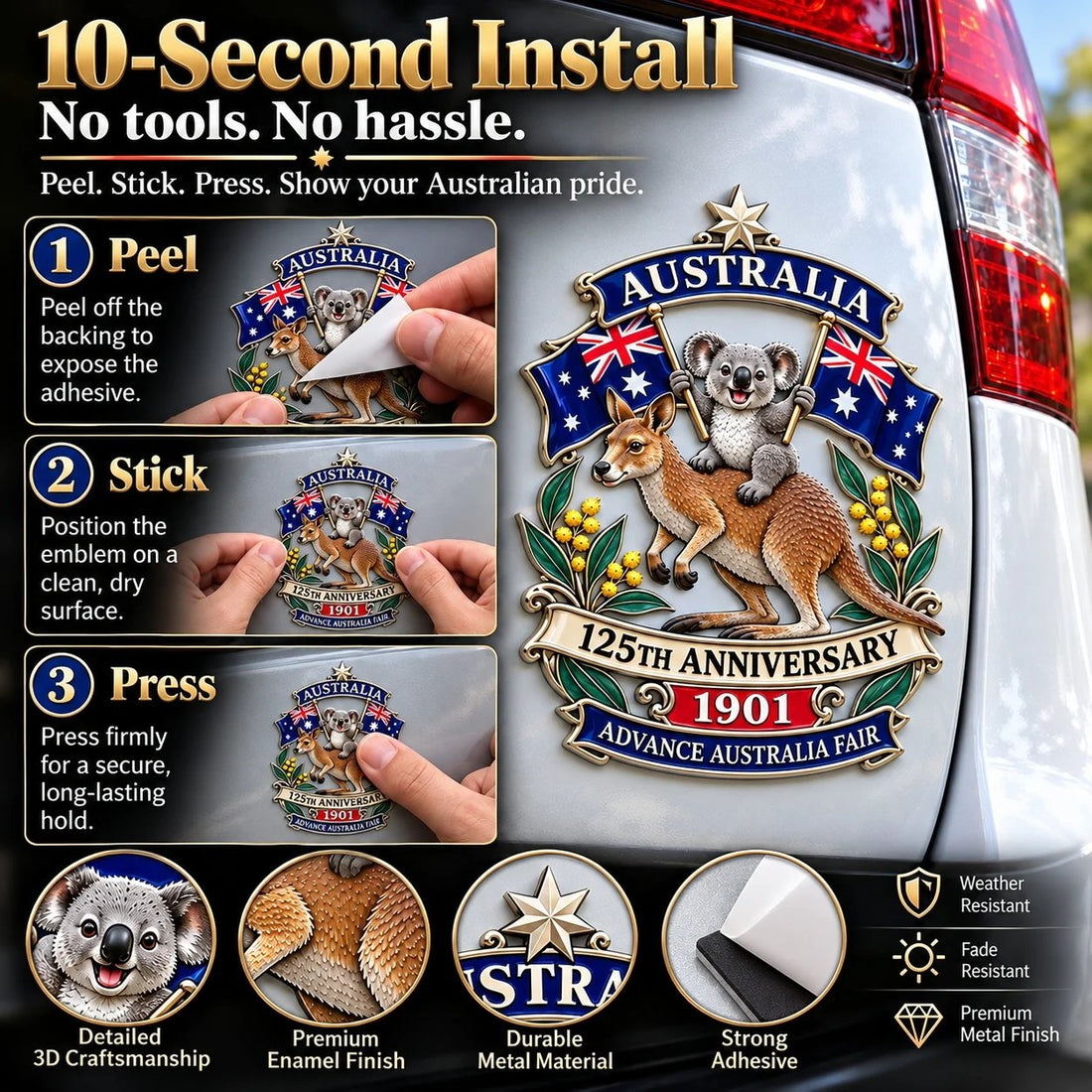 Australia anniversary car emblem gift