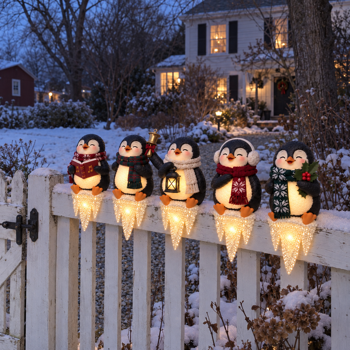 🐧✨ Penguin Frostfall™ Lighted Christmas Ledge Set