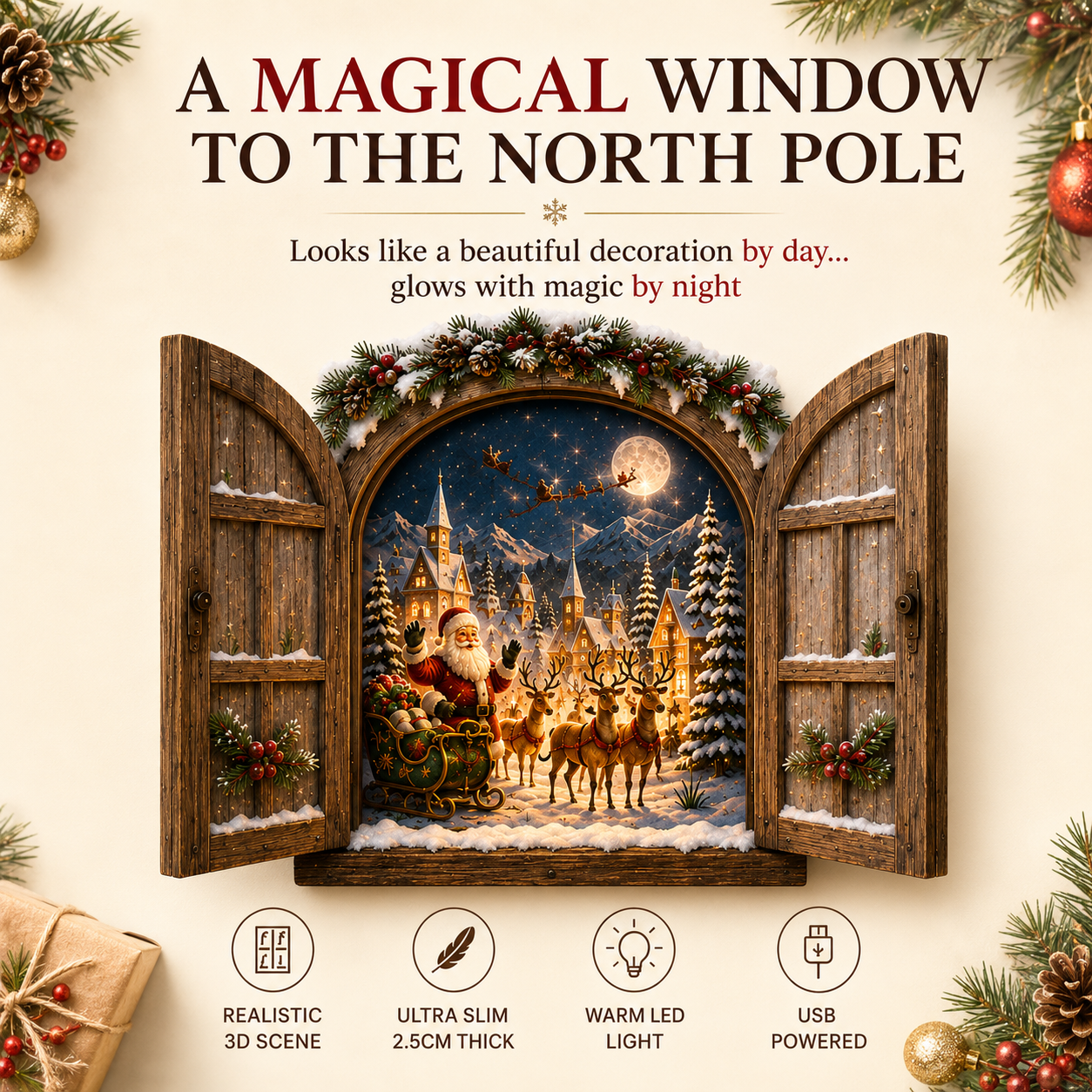 Santa’s Secret Christmas Window 🎄 Bring the Magic of the North Pole Home