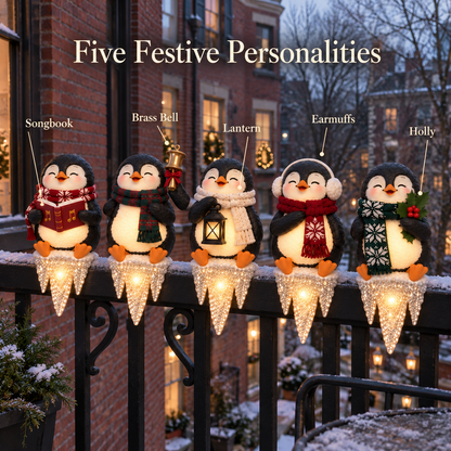 🐧✨ Penguin Frostfall™ Lighted Christmas Ledge Set
