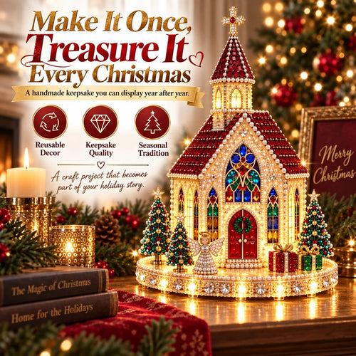 ✨🔥Sparkling Christmas Church DIY Gem Art Kit