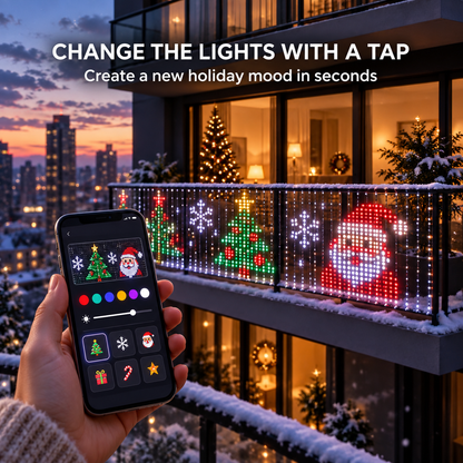 🔥LAST DAY 49% OFF -🎄 Smart RGB Pixel LED Curtain Lights | App-Controlled Dynamic Holiday Light Show for Outdoor Home Decoration