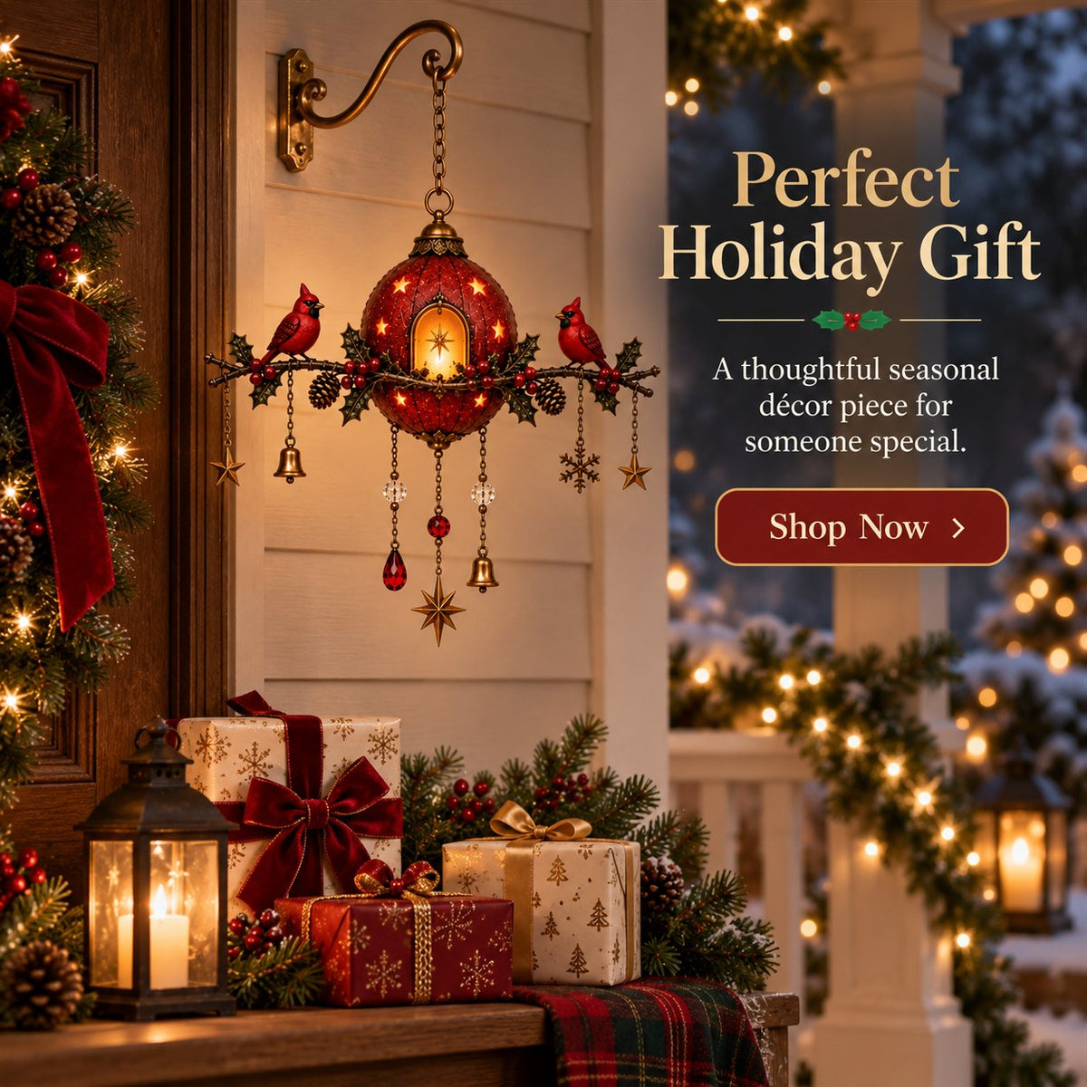 🐦 Lighted Cardinal Christmas Wall Hanging Decor