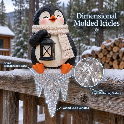 🐧✨ Penguin Frostfall™ Lighted Christmas Ledge Set
