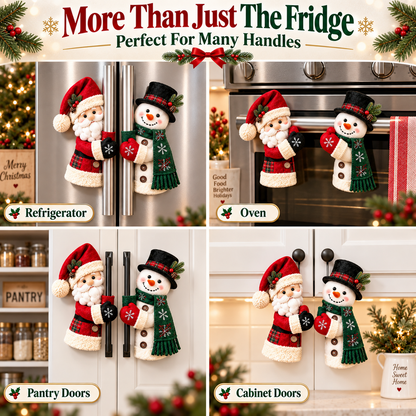 🎅⛄ Christmas Kitchen Handle Huggers™ – Santa & Snowman Holiday Decor 🎄