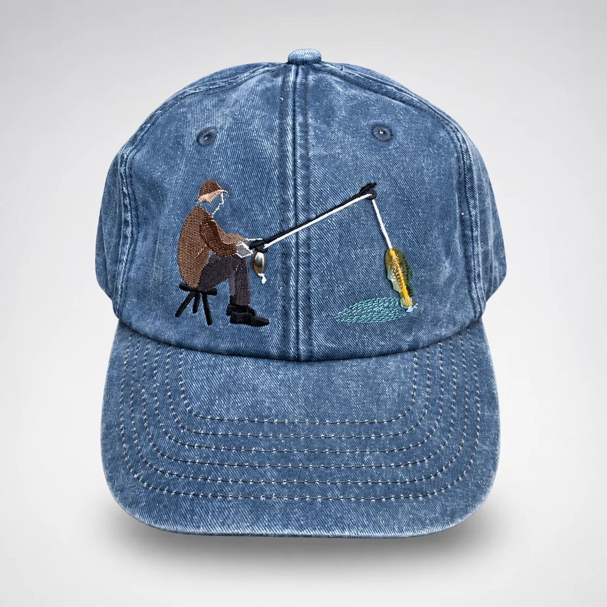 🎣🧢 Catch of the Day Interactive Fishing Cap –🎁 Vintage Washed Moving Fish Hat