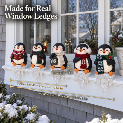 🐧✨ Penguin Frostfall™ Lighted Christmas Ledge Set
