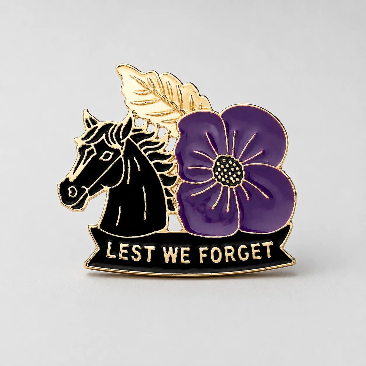 War Horse Purple Poppy 111th Anniversary Remembrance Brooch