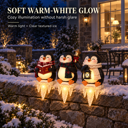 🐧✨ Penguin Frostfall™ Lighted Christmas Ledge Set