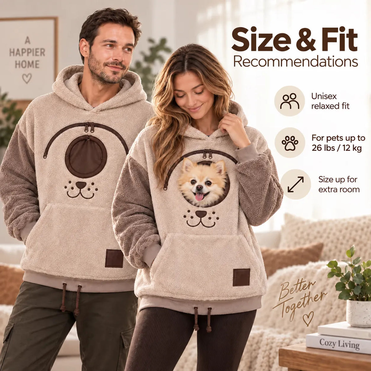 Pet fit and weight recommendation for cuddle hoodie