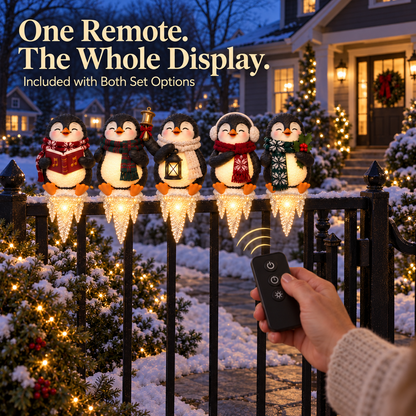 🐧✨ Penguin Frostfall™ Lighted Christmas Ledge Set