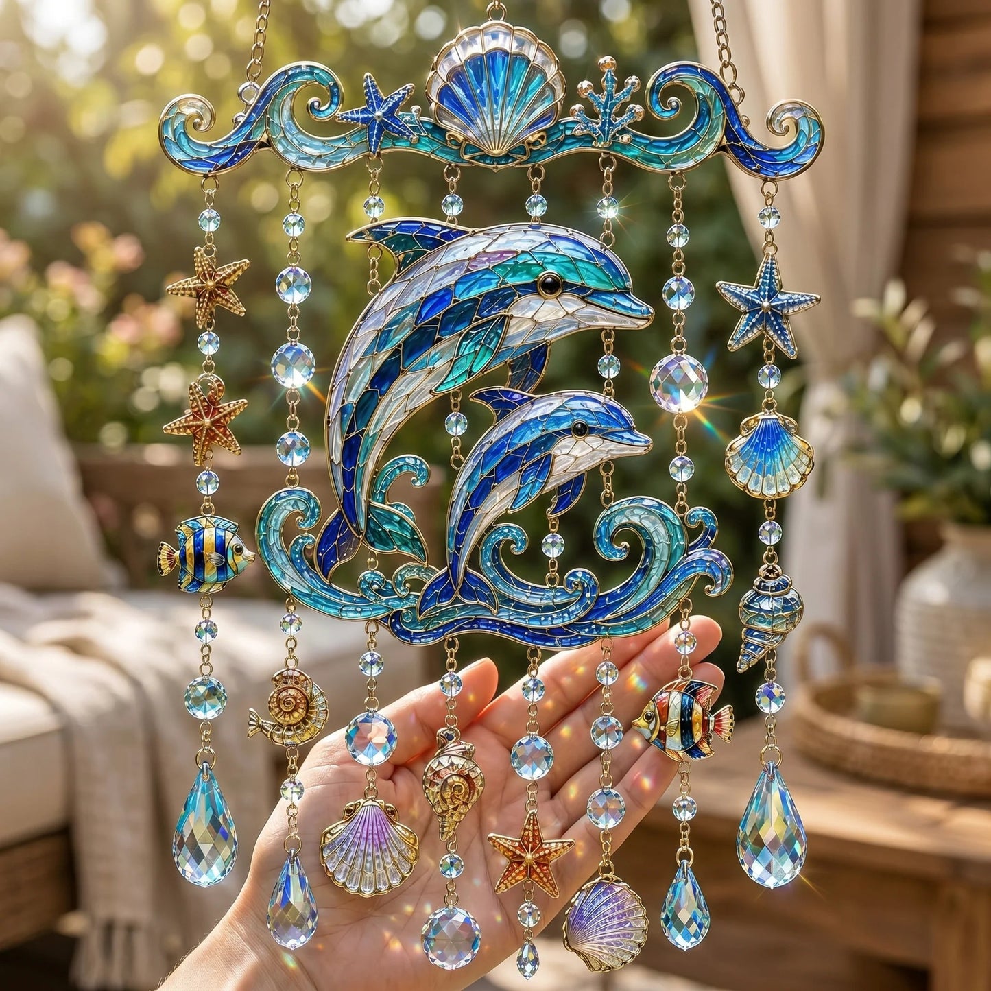 🔥LAST DAY 50% OFF 🐋🐢🐬Ocean-Themed Acrylic Wind Chime – 🌊Bring the Ocean Glow to Your Garden (2D)