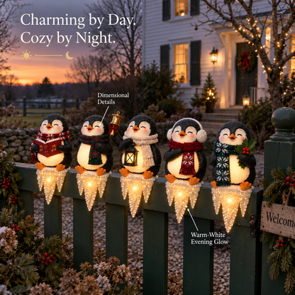 🐧✨ Penguin Frostfall™ Lighted Christmas Ledge Set