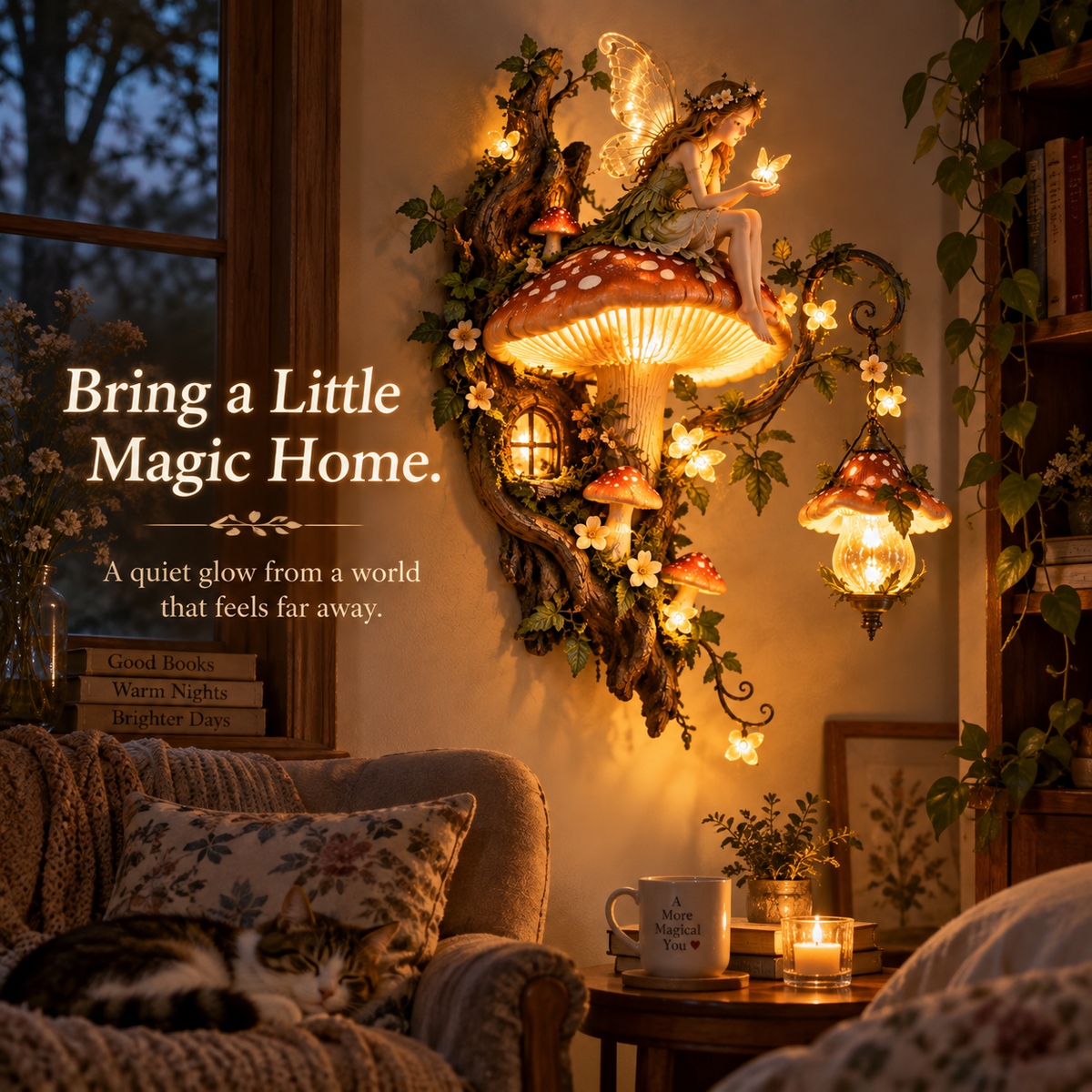 Fairy wall light in cozy room