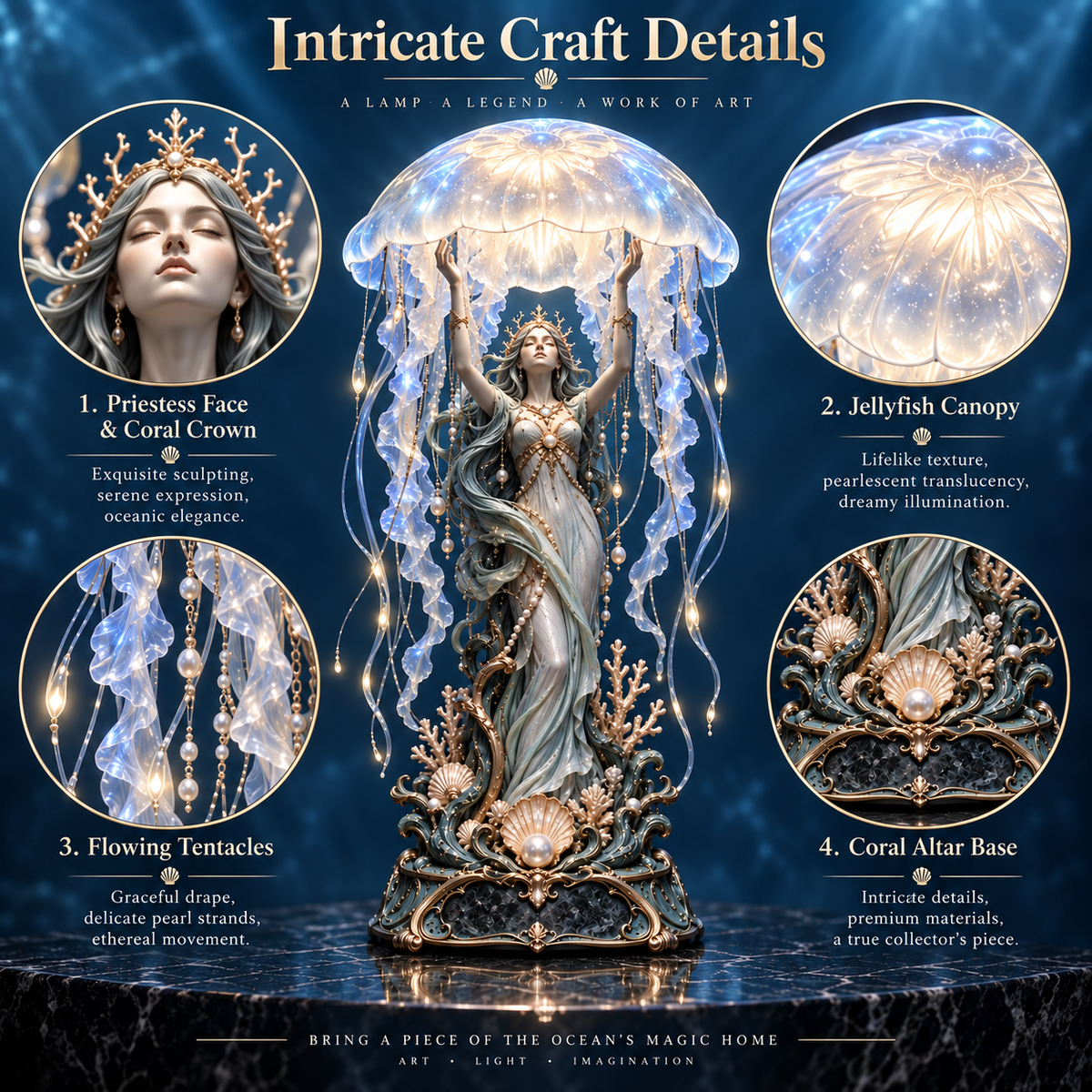 🌙 Moon Jelly Oracle — Luminous Ocean Priestess Lamp