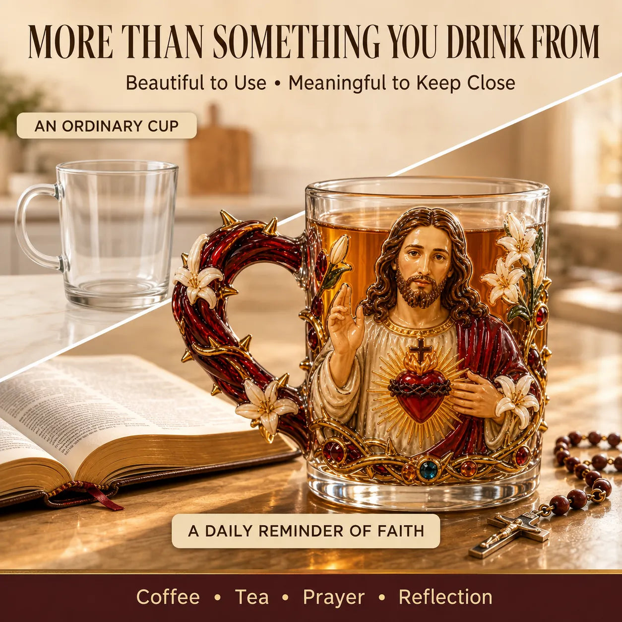 ⏳ Last Day 49% OFF – ✝️ 3D Christian Devotional Glass Mug Collection