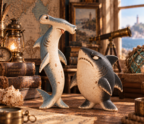 🦈😂 Chaos & Regret Shark Pair – Funny Desk Companion Duo for Best Friends