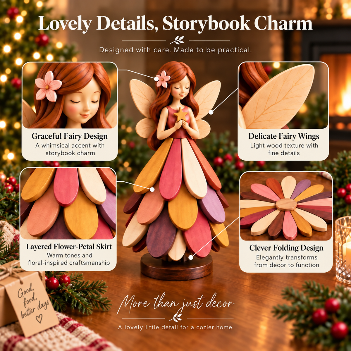 🧚 Fairy Bloom Trivet – Foldable Fairy Decor & Heat-Resistant Table Protector🎁