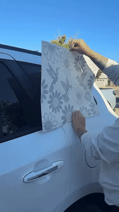 Full coverage hummingbird sunflower car window decal