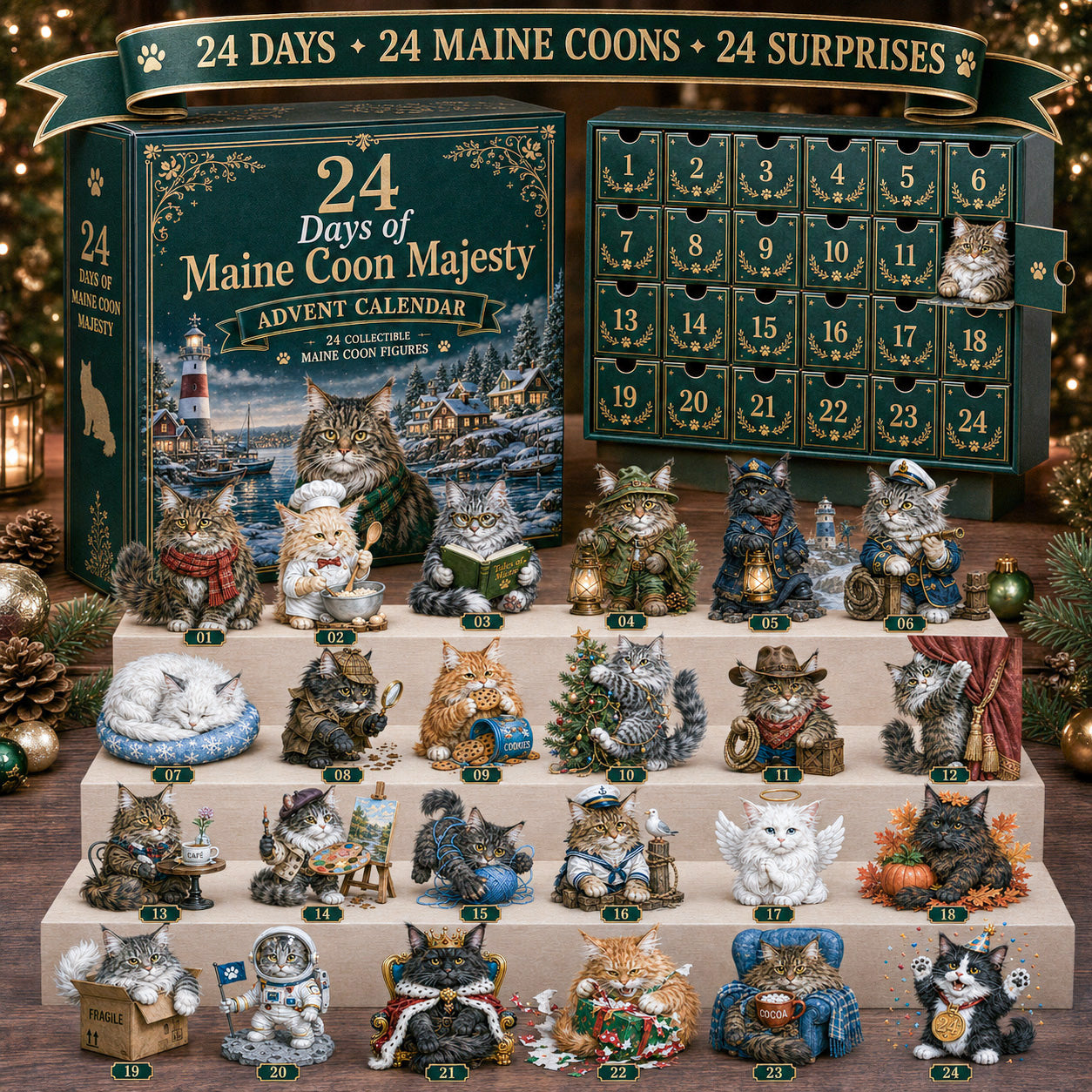 ⏰Limited Stock 50% OFF - 🎄🐱 2026 Maine Coon Advent Calendar – 24 Days of Maine Coon Majesty