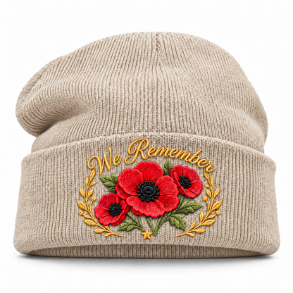 'Lest We Forget' Poppy Embroidered Beanie