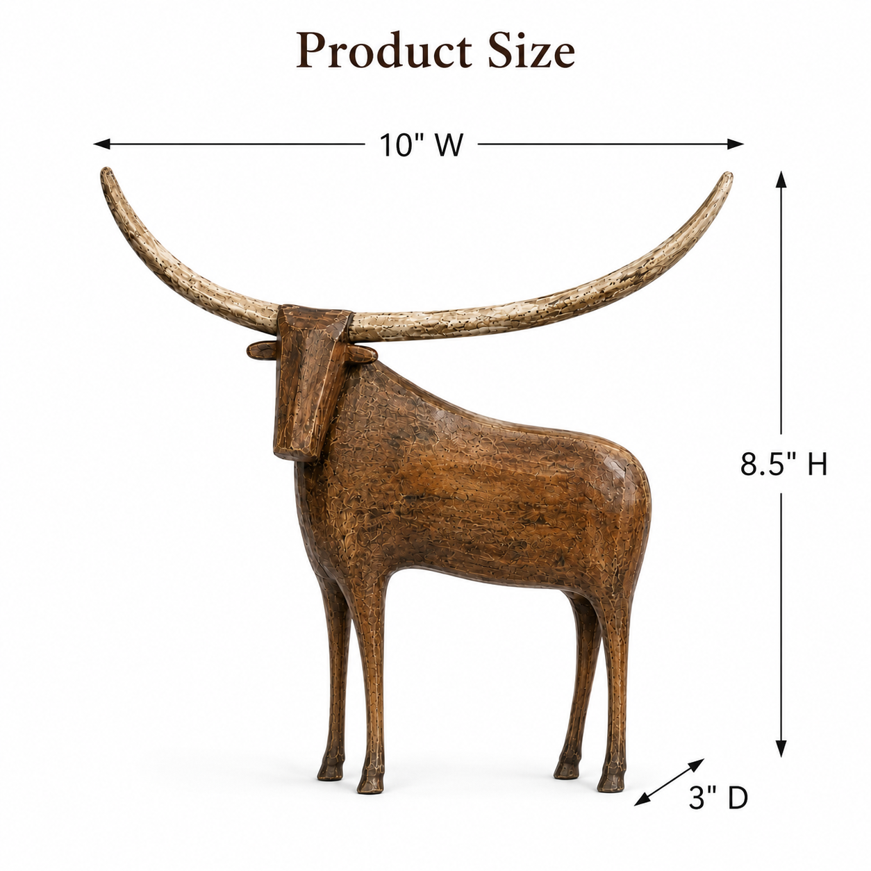 🐂 Vintage Longhorn Sculpture – Antique-Inspired Western Home Accent