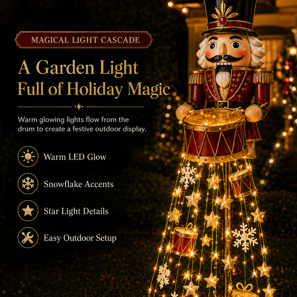 Nutcracker cascading Christmas lights