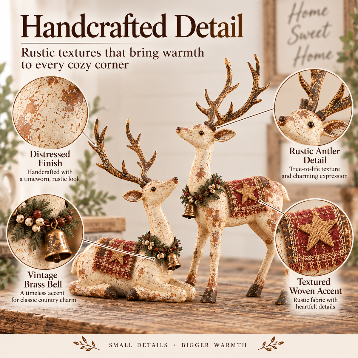 Rustic farmhouse reindeer home display