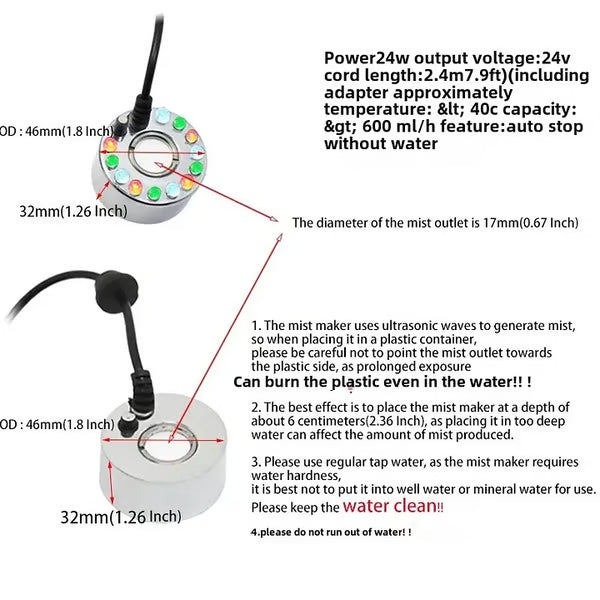 ⏳LAST DAY SALE ONLY ￡11.99!!🎃🔥Mist Maker Ultrasonic Fogger – Indoor/outdoor Landscaping & Halloween Decoration