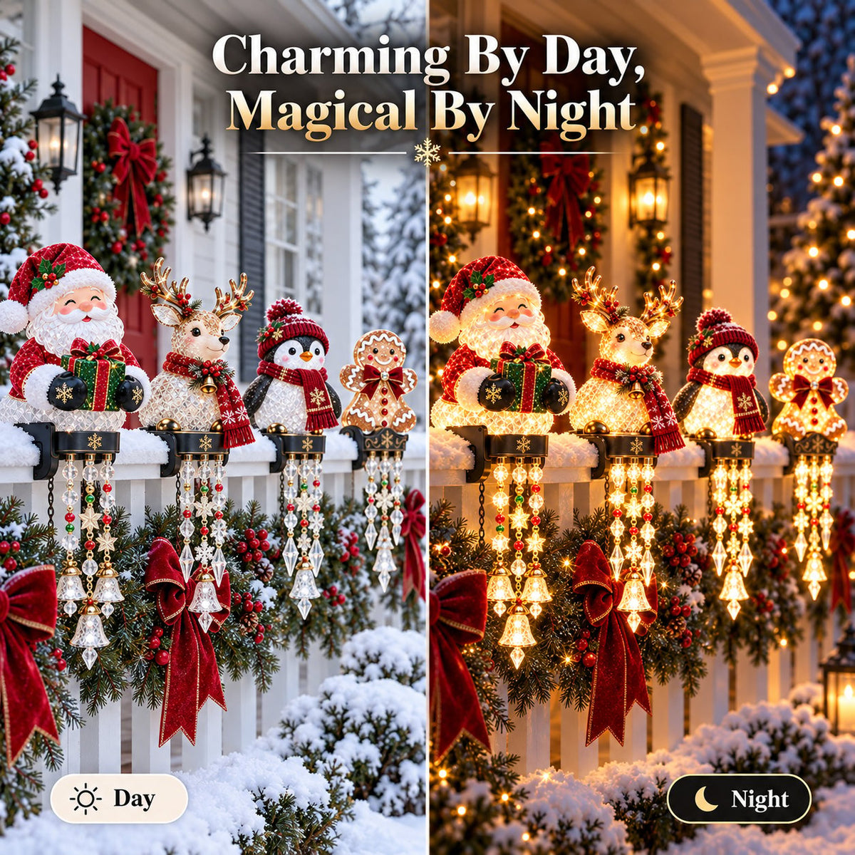 🎄 Weihnachtslichter fürs Verandageländer – 4 festliche Figuren-Designs
