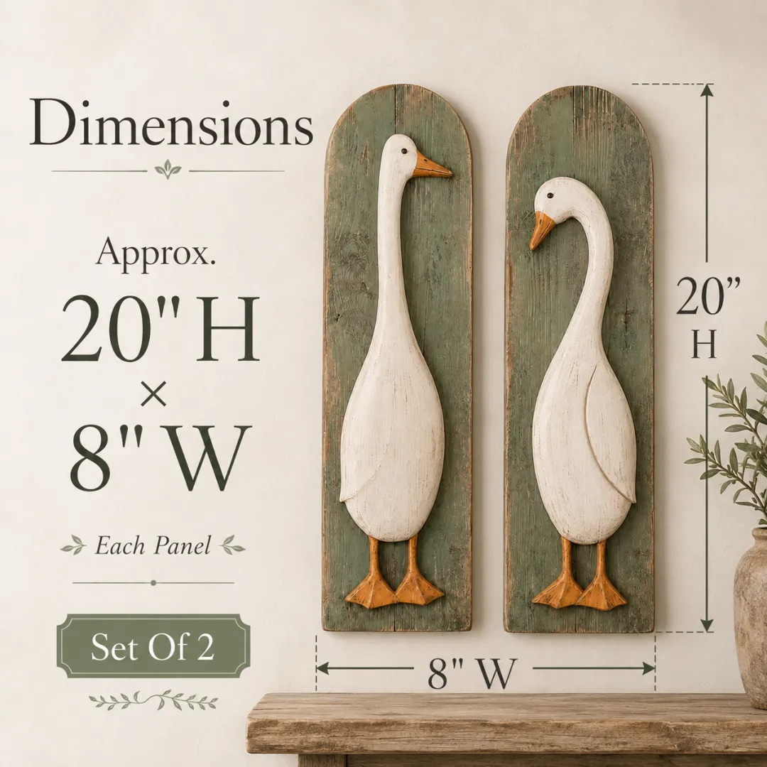 Rustic goose wall art dimensions approximately 20 by 8 inches each panel
