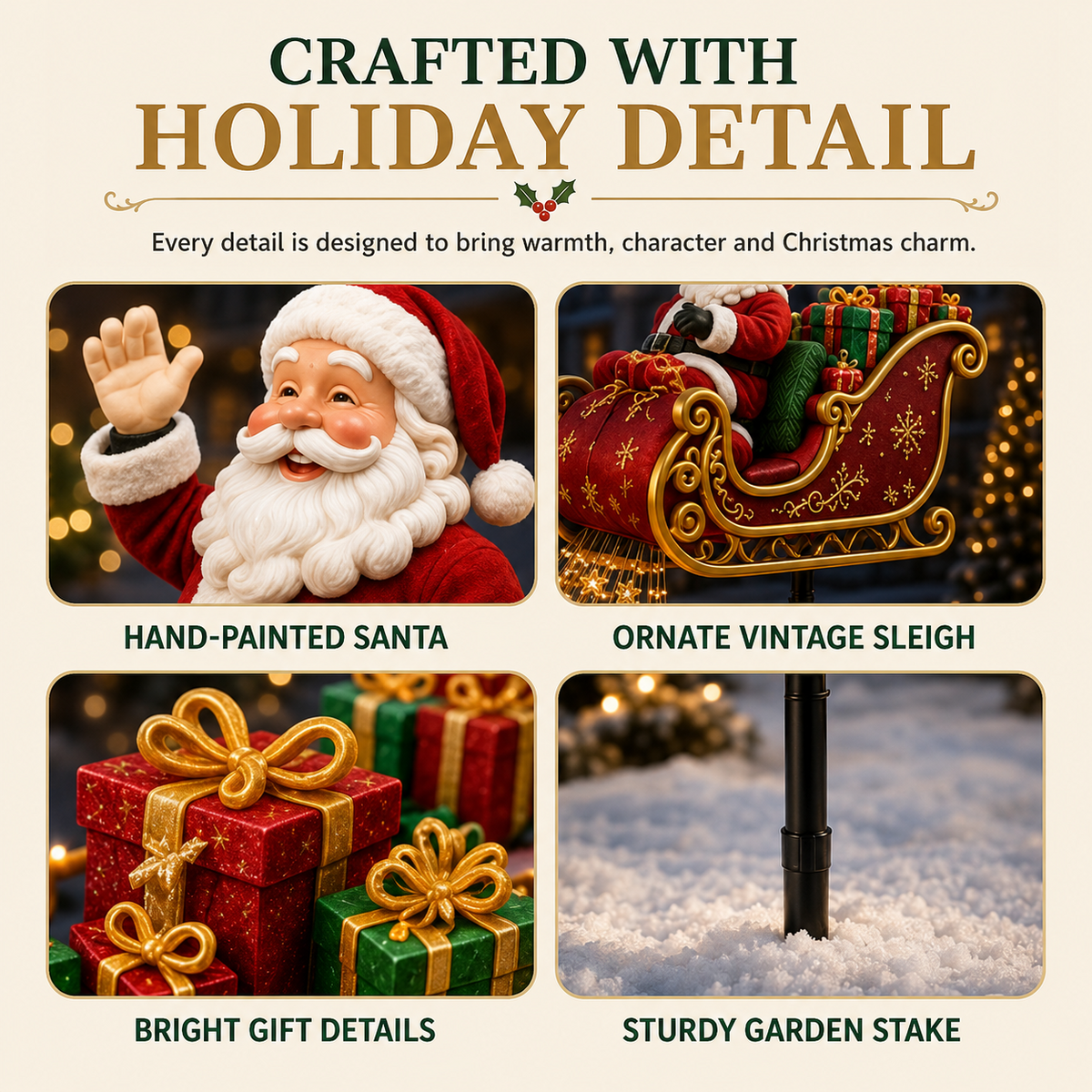 Santa Flying Sleigh Christmas Decoration Details