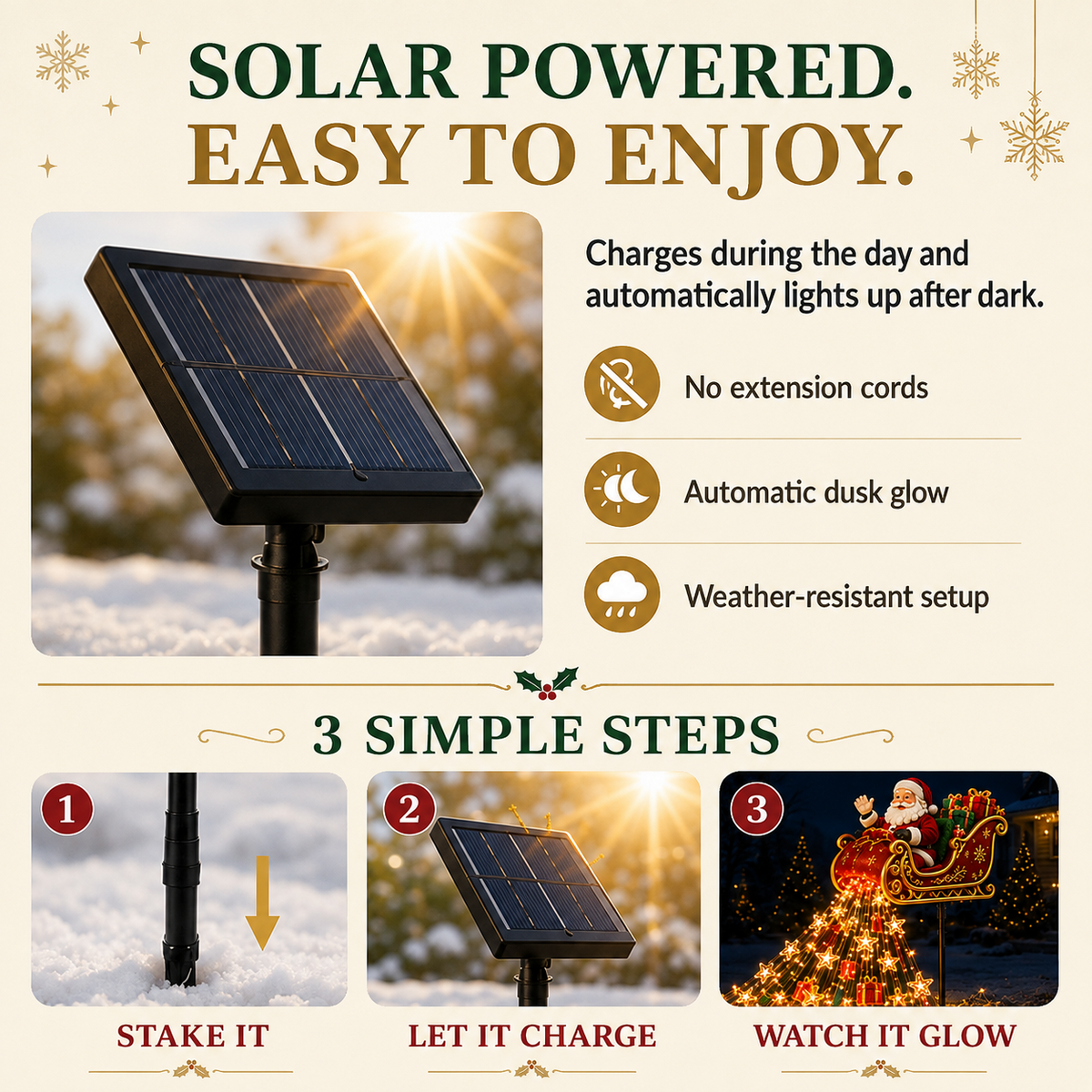 Solar Powered Santa Christmas Garden Light