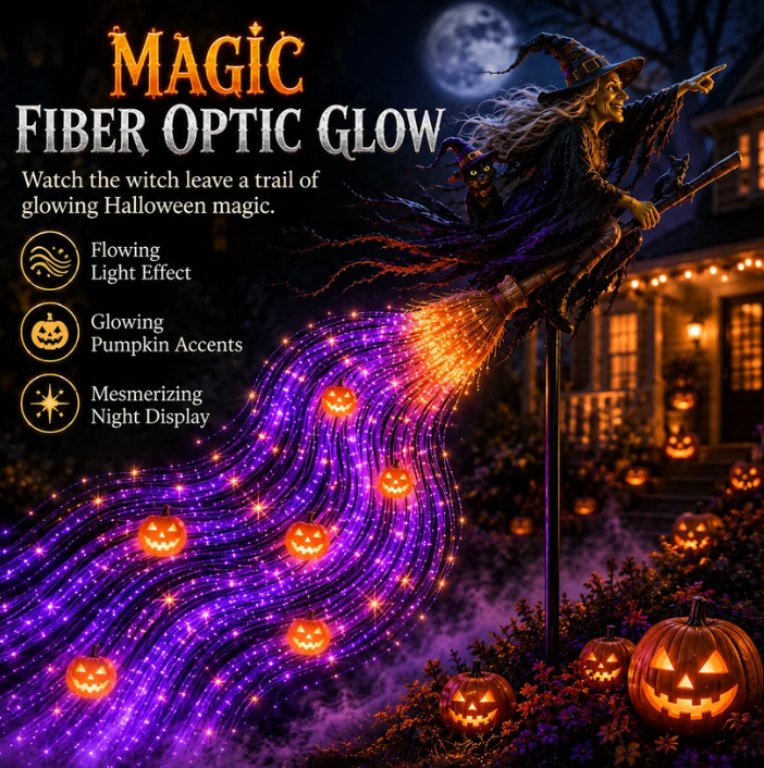 🧙‍♀️ Magic Fiber Optic Witch Broom Halloween Light