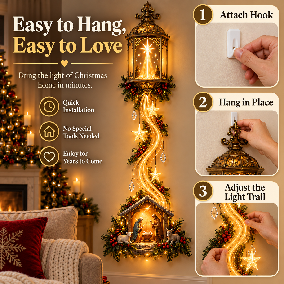 ✨ Bethlehem Guiding Light™ ✝️ Christmas Nativity Wall Decor