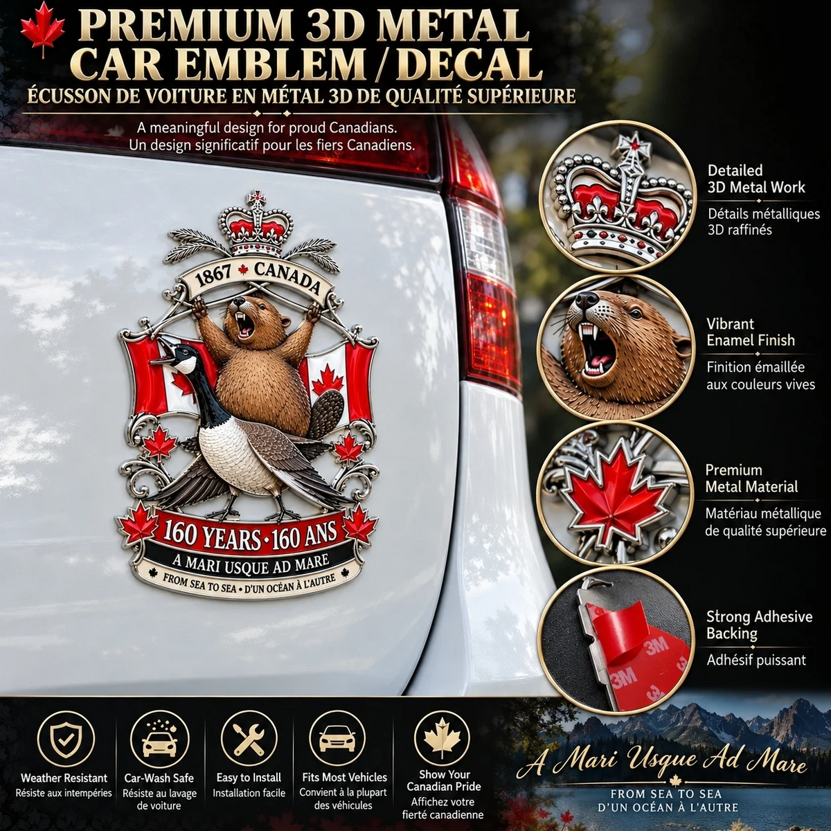 Canada 160 emblem installed on pickup truck