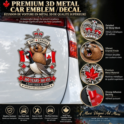 🍁Canada 160th Anniversary “A Mari Usque Ad Mare” Tribute Metal Car Emblem